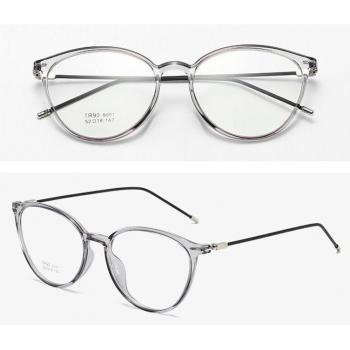 Flexible TR90 Classic Unisex Eyewear Frame Myopia Optical Ultra Light Thin Round Rim Clear Lens Non Prescript