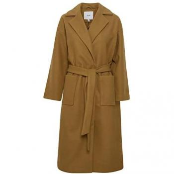 Manteau long marron à ceinture tissée IHJANNET Sable