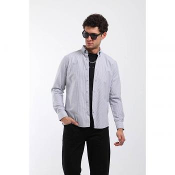 Slim Fit Navy Blue Striped Shirt XL for Men