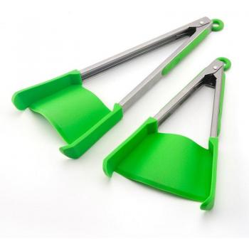 Heat-Resistant Non-Stick Kitchen Tongs and Spatula with Stainless Steel Frame (9/12 inches)