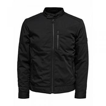 Only & Sons Chaqueta Negra Impermeable para Hombre