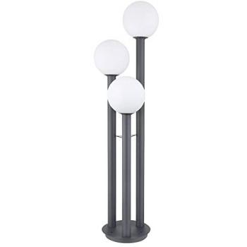 Gartenlampe anthrazit, Wegeleuchte Edelstahl, Glas Stehleuchte opal, Aluminium Druckguss, 3x E27, DxH 45x160 cm