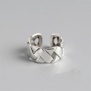 Bague tissée en argent sterling 925, large lettre X, non allergique SR501