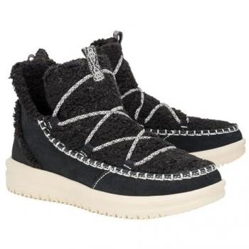 HeyDude Botas de ante y empeine para mujer en negro