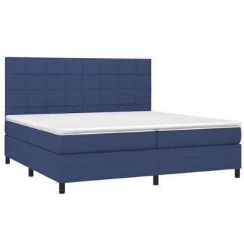 Lit Boxspring avec Matelas et LED Bleues 200x200 cm Tissu
