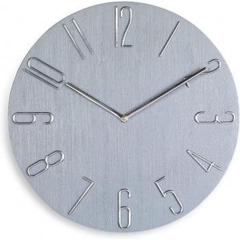 12-Inch Wood Grain Wall Clock with 3D Design