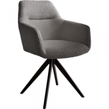 Chaise-pivotante Pejo-Flex bouclé gris cadre croisé angulaire noir pivote sur 180°