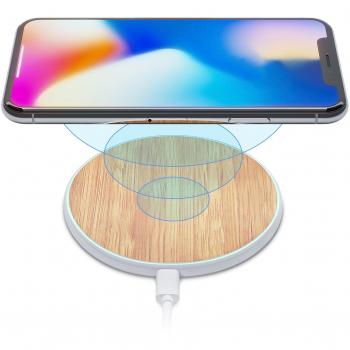 Wuteku 2018 Qi Ladegerät Pad – Dünnes Bambus‑Design für iPhone X/8