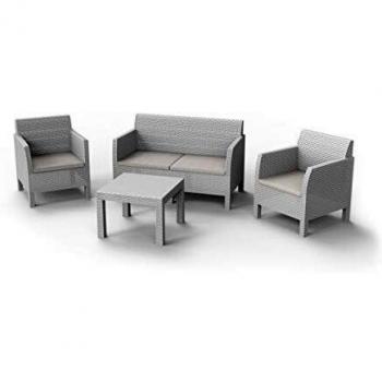 Arredo da giardino con salottino Matilde in plastica riciclata e resistente ai raggi UV