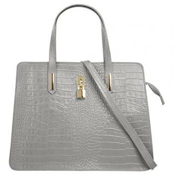 Cluty Lederhandtasche, grau, Made in Italy