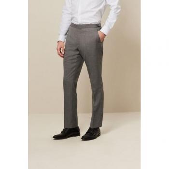 Soft Grey Structured Wool Dress Trousers