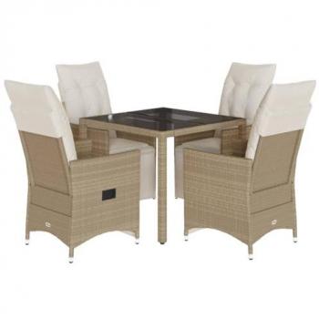 Polished Sand VidaXL Bistro Table Set with Cushion Pack – 5 Parts