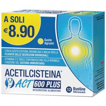 Acetilcisteina Act 600 Plus 12 Bustine Effervescenti Agrumi