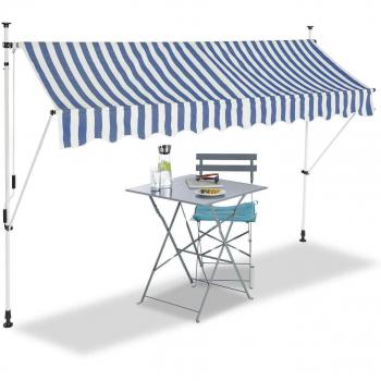 Store Marquise Rétractable Manuelle 300x120 cm – Bleu et Blanc
