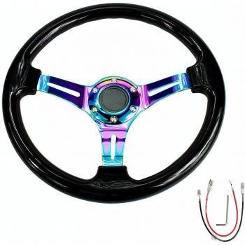 350mm Classic ABS Car Sport Steering Wheel with Neo Chrome Spokes