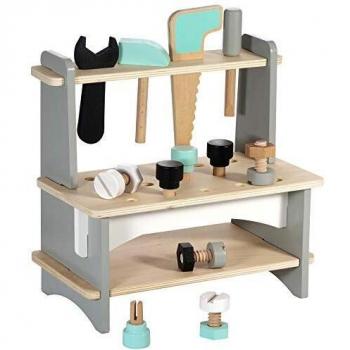 Station de travaux manuels en bois aux teintes éclatantes