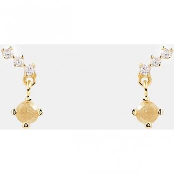 Pendientes de mujer en plata con baño de oro y circonitas