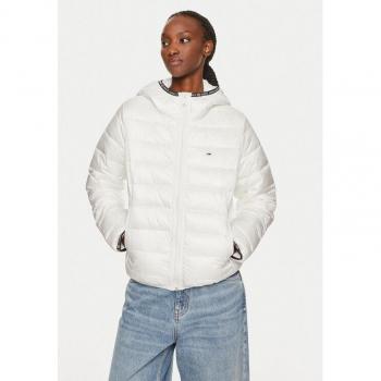 Tommy Hilfiger Men's White Hooded Jacket with Zipper and Embroidery