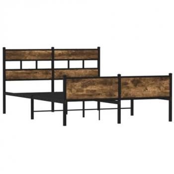 VidaXL Metal Bed Frame Smoked Oak 160x200 cm