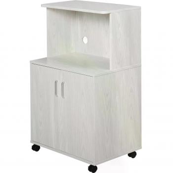 Mobile Microwave Stand with Storage Cabinets