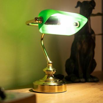 Grünes Lesekonzept: Retro-Tischlampe mit Nachtstrahler und LED-Glanz