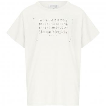 Maison Margiela XS White Cotton Jersey Top – Logo Design