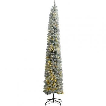 Albero di Natale Slim 300 cm con luci LED e palline decorative