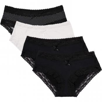 Anwell Frauenunterwäsche – Baumwollbikini Set (4 Pack) Schlüpfer, weich, Wellenmuster, XL