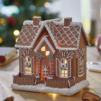 Maison décorative Listras, marron/gris (13 x 17.5 x 18cm)