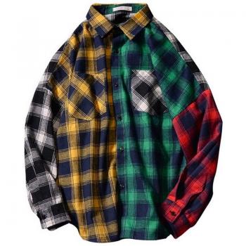 Männer Langarmshirt im Punk-Stil mit Karomuster