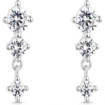 Pendientes de plata Itemporality con 3 circonitas blancas