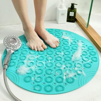 Tapis de bain rond avec trou de vidange GURET en PVC
