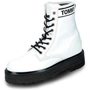 Stivali stile Tommy Jeans suola piatta bianca