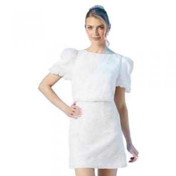 Floral Textured Oasis Mini Dress for Brides – Ivory, 10