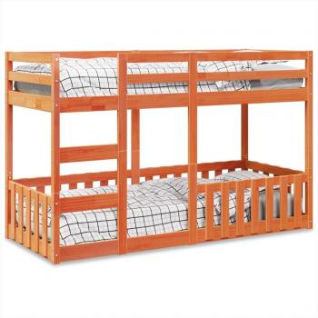 Lit Superposé Cire Marron Prolenta 75x190 cm en Bois Massif