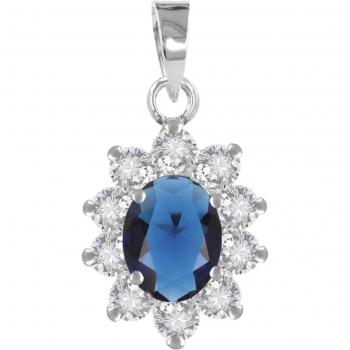 Blue Sapphire Rhodium Pendant by Les Trésors De Lily