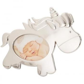 Cute Unicorn Shimmer Frame – Oval Nickel-Plated Baby Picture