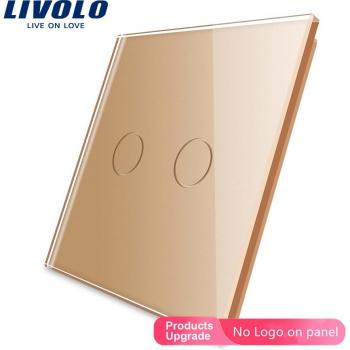 Livolo White Pearl Crystal Glass Touch Switch, EU Standard, 2 Gang, VL-C7-C2-11 (7 Colors)