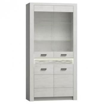 Vetrina Stanton C101, 4 Porte, Bianco artigianale, 192x93x42cm