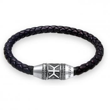 Kuzzoi Armband für Herren aus Leder mit silbernem Magnetverschluss
