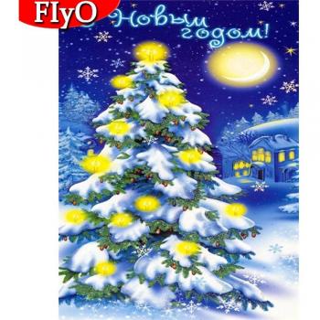 Weihnachtsbaum Diamantmalerei mit Schneemotiv