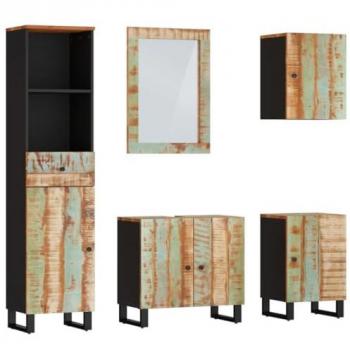 Conjunto de Muebles de Baño 5 Piezas Madera Maciza Reciclada