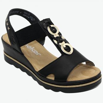 Rieker 67498-00 Black Sandals (Size 5)