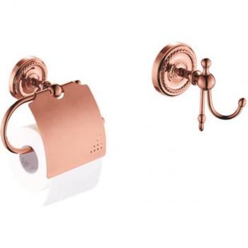 Set de accesorios de baño 2 uds. en latón dorado y rosa antiguo