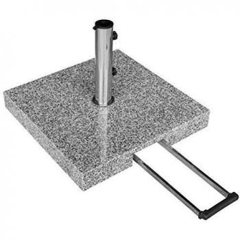 Granit Sonnenschirmständer 55kg rollbar mit Teleskopgriff hellgrau