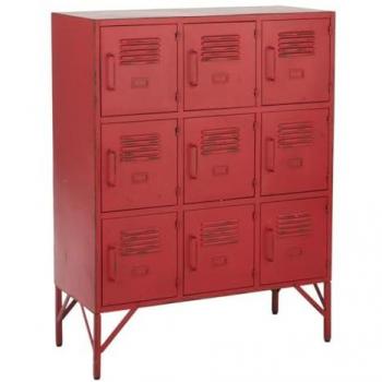 Armario Industrial de Metal Rojo con 9 Puertas