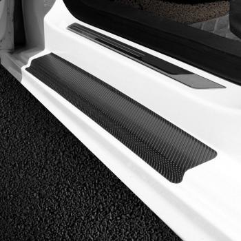Protector de umbral de puerta para SUV, pegatinas de vinilo de fibra de carbono, 4 Uds