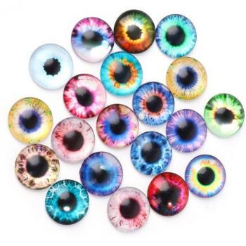 Accesorios de ojos de animales en cristal para joyería, juego de 20 unidades, disponibles en tamaños 10mm, 16mm y 20mm