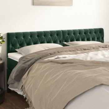 Pack de 2 Cabeceros de terciopelo verde oscuro 100x7x78/88 cm
