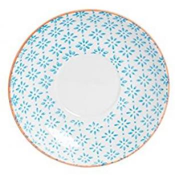 Nicola Spring 14.5cm Hand-Printed Blue Stoneware Cappuccino Saucer